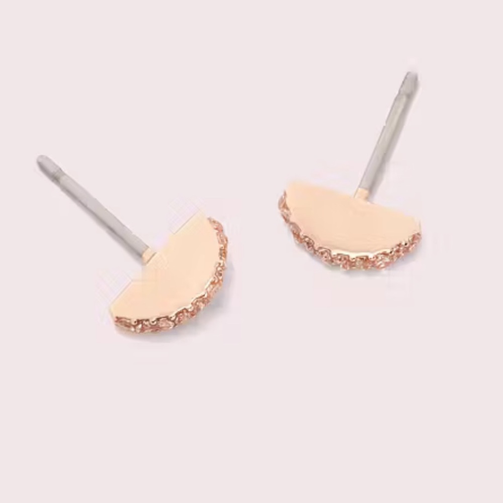NWT Kate Spade slender scallops Rose Gold and diamond atud Crystal Earrings